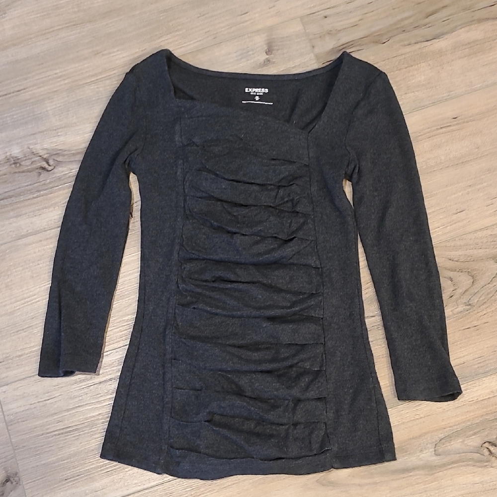 Express Sexy Basic 3/4 Sleeve Top Size XS Dark Grey